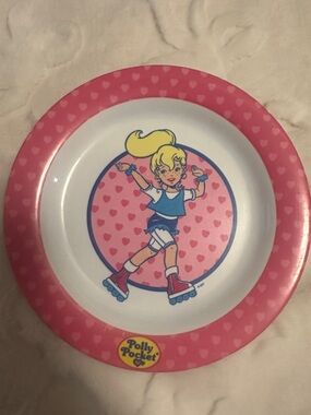 1995 Polly Pocket Pink Heart Roller Skating Plate